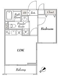 ミリアレジデンス桜新町 1LDKの間取図画像