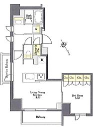 プライムメゾン浅草橋 8階1LDKの間取り
