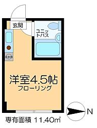 レジデンスカープ新小岩 3階ワンルームの間取り
