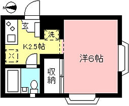 さくらハイム 2階1Kの間取り