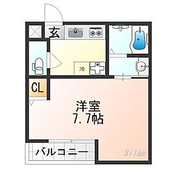 EN西ノ京二条 2階1Kの間取り