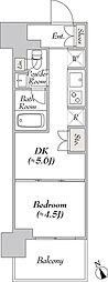 ウエリスアーバン水天宮前 1DKの間取図画像