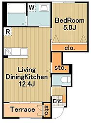 ジュアン 1階1LDKの間取り