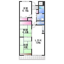 南海高野線 北野田駅 徒歩10分の賃貸マンション 1階3LDKの間取り