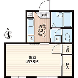 コーポ平井 1Kの間取図画像