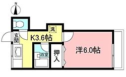 メゾン高橋 2階1Kの間取り