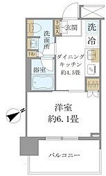 ブリリアタワー浜離宮 1DKの間取図画像