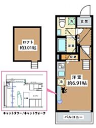 ＲＳ参番館 1階ワンルームの間取り