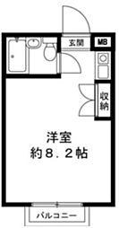ハーモニアスガーデン ワンルームの間取図画像