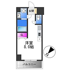 南海線 湊駅 徒歩10分の賃貸マンション 5階ワンルームの間取り