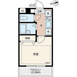ピアコートTM東武練馬 壱番館 2階1Kの間取り