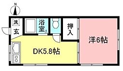 ハイライズハイム 2階1DKの間取り