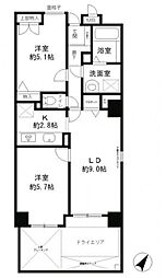レジディア六本木檜町公園 1階2LDKの間取り