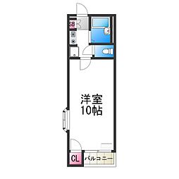 はるか三恵 1Kの間取図画像