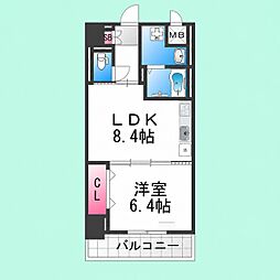シティーコート大小路2 1LDKの間取図画像