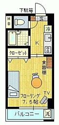 JR総武線 幕張駅 徒歩9分の賃貸マンション 4階1Kの間取り