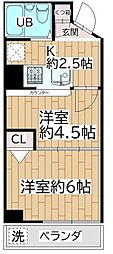 東ケ崎ビル 2Kの間取図画像