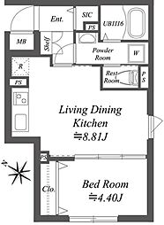 ソラシアレジデンス南大塚 1階1LDKの間取り
