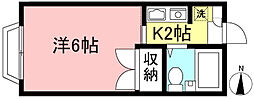 ヒロハイム 1Kの間取図画像