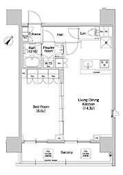 コンフォリア品川イースト 6階1LDKの間取り