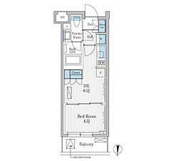 パークアクシス東陽町レジデンス 3階1DKの間取り