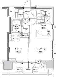 ザ・パークハビオ代々木 4階1LDKの間取り
