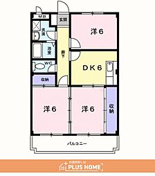 グレース吉田 3DKの間取図画像