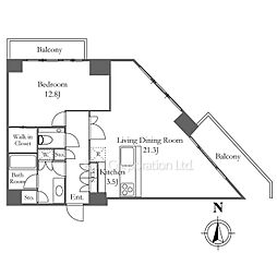 ルネッサンスタワー上野池之端 1LDKの間取図画像