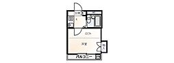 五反野ハイツ 2階1Kの間取り
