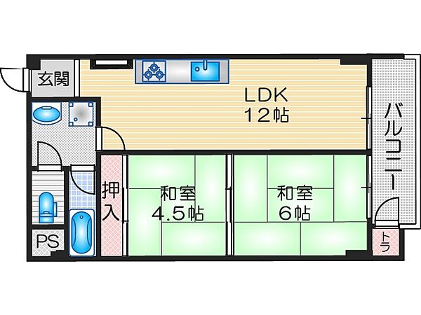 チサンマンション第一江坂 ｜大阪府吹田市垂水町３丁目(賃貸マンション3LDK・1階・50.31㎡)の写真 その2