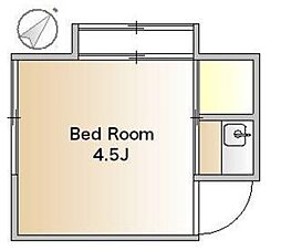 富士見荘 2階ワンルームの間取り