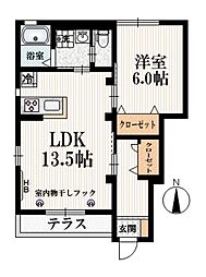 西武新宿線 上石神井駅 徒歩10分の賃貸アパート 1階1LDKの間取り