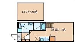 クラヴィール上野田原町 5階ワンルームの間取り
