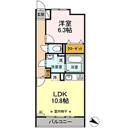 ルアナ林間 1LDKの間取図画像