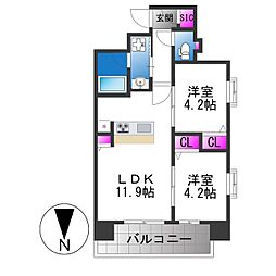 スプランディッド玉造 2LDKの間取図画像