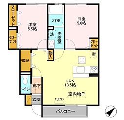 Fiore 1階2LDKの間取り