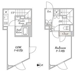 ジョイアスガード代々木 3階1LDKの間取り