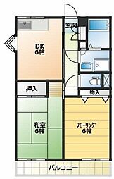 サニーシャトレー 2階2DKの間取り
