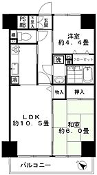 ロイヤルプラザ浅草 5階2LDKの間取り