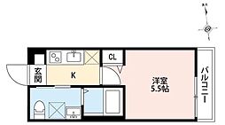 Summer Club 座間 2階1Kの間取り