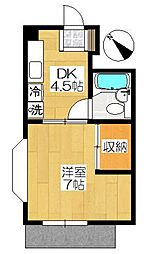 シルクハイツ 1DKの間取図画像