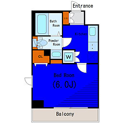 JR山手線 大崎駅 徒歩12分の賃貸マンション 2階1Kの間取り