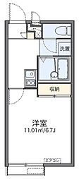 レオパレスローズ 2階1Kの間取り