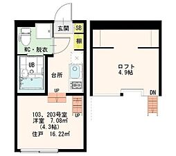 ChocolatAkabane 1Kの間取図画像