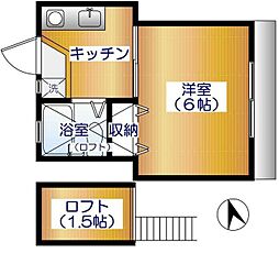メゾンS 2階1Kの間取り