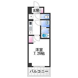 COCO-SURFRIDER 9階1Kの間取り