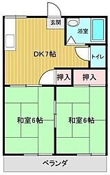 グリーンリーフコーポ 2DKの間取図画像
