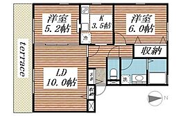 パセオ青葉の森参番館 2LDKの間取図画像