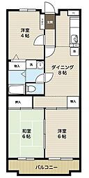 サンモール鶴川 3DKの間取図画像