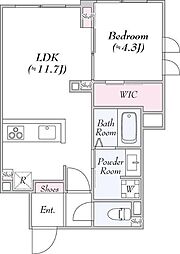 レジデンスジャヴァ飯田橋 1階1LDKの間取り